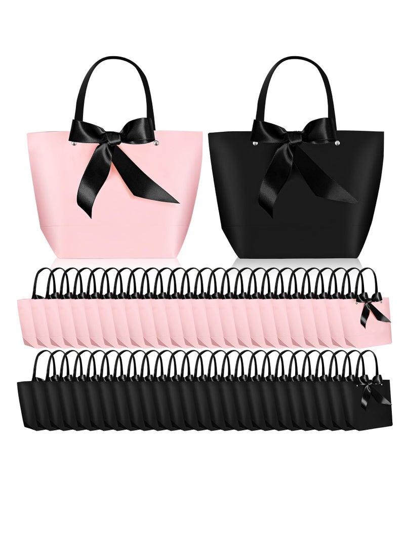 SYOSI 30 Pcs Gift Bags with Handles 11 x 7.87 x 3.94 inch 15 Black Party Favor Bags and 15 Pink Goodie Paper Bags Bulk with Bow Ribbon Elegant Black and Pink Goodie Bags for Various Occasions - Image 1