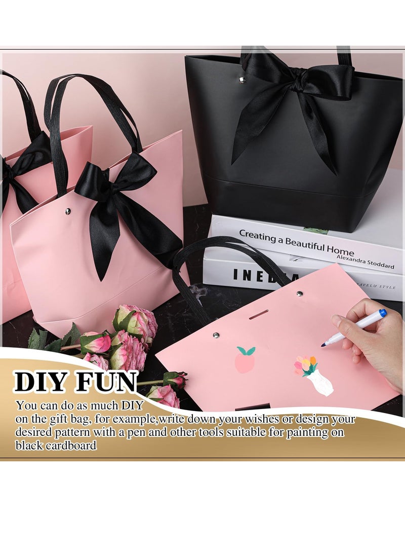 SYOSI 30 Pcs Gift Bags with Handles 11 x 7.87 x 3.94 inch 15 Black Party Favor Bags and 15 Pink Goodie Paper Bags Bulk with Bow Ribbon Elegant Black and Pink Goodie Bags for Various Occasions - Image 3