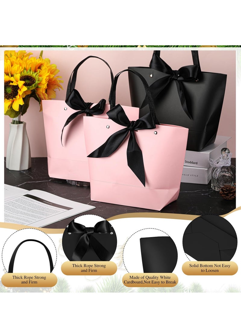 SYOSI 30 Pcs Gift Bags with Handles 11 x 7.87 x 3.94 inch 15 Black Party Favor Bags and 15 Pink Goodie Paper Bags Bulk with Bow Ribbon Elegant Black and Pink Goodie Bags for Various Occasions - Image 4