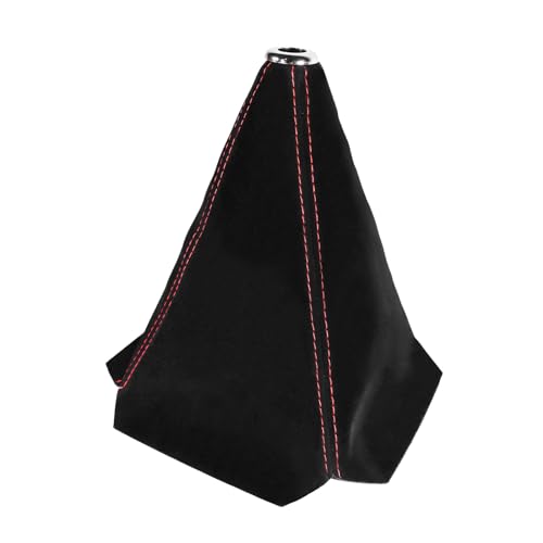 Sylvil Car Shift Knob Dust Cover Gear Shift Knob Cover for Protection Leather ManualAutomatic Shifter Shift Boots Cover Decorate Car Interior Universal Car Accessories BlackRed Napped - Image 1