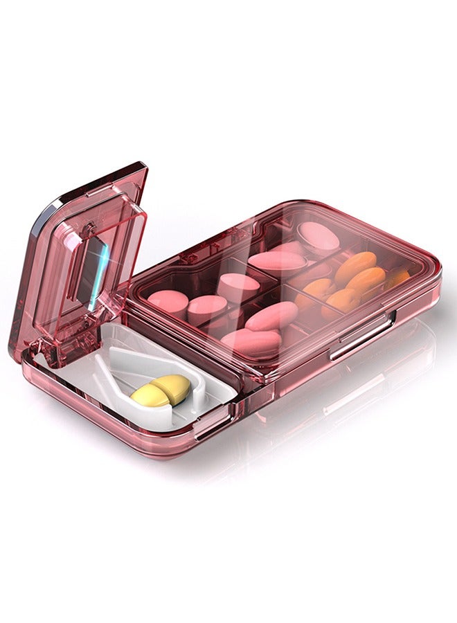 Pill Organizer Portable Travel Storage Medicine Box for Vitamins Fish Oils and a Variety of Pills Fits in Purse Pocket-Red - Image 1