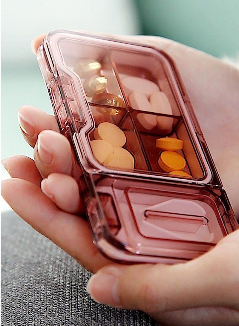 Pill Organizer Portable Travel Storage Medicine Box for Vitamins Fish Oils and a Variety of Pills Fits in Purse Pocket-Red - Image 3
