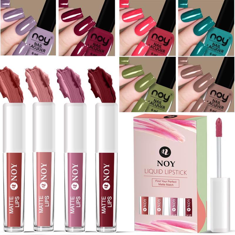 Noy Nail Paint And Liquid Lipstick Combo For Vibrant Lip Colors Chic Radiant Nail Paint Liquid Lipstick For A Bold Finish Romantic Radiance Valentine Liquid Matte Lipstick Nail Polish Set - Image 1