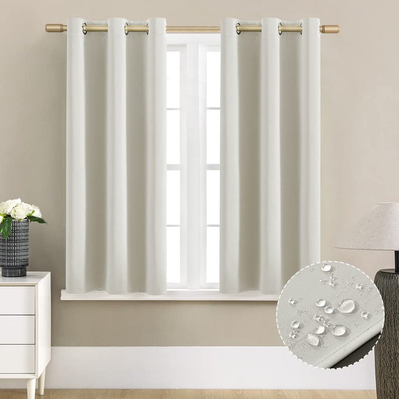 XTMYI Cream Curtains for Bedroom 2 Panels Set Boho Modern Farmhouse Style Heat Light Blocking 80 Blackout Window Treatments Short Drapes for Living Room48 Inch Length