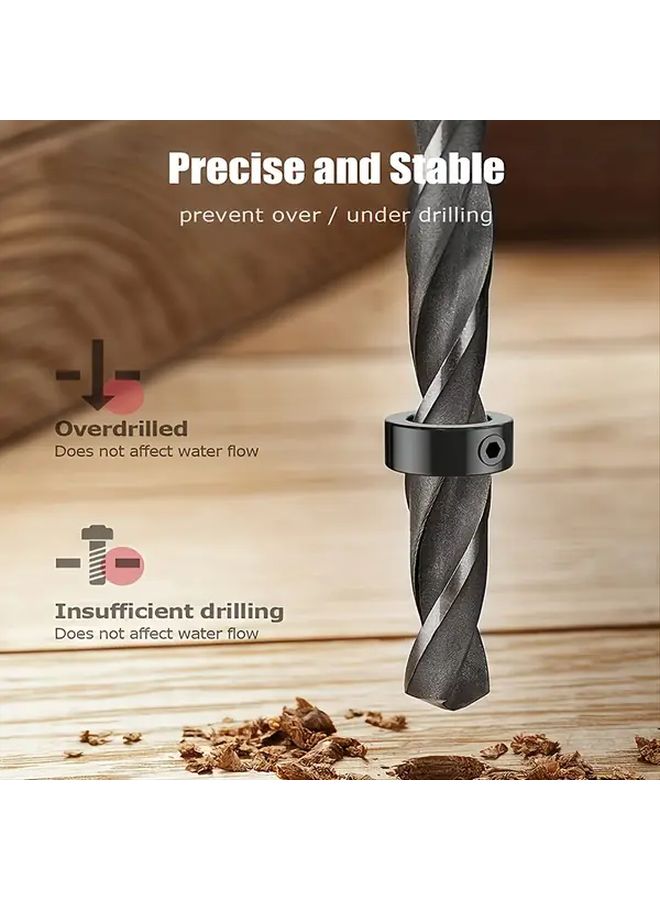 9Pcs Adjustable Drill Depth Stop Collar Limit Ring with Allen Wrench Set for Consistent Drilling - Image 4