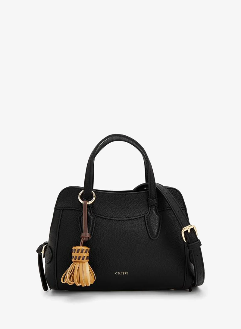 Textured Crossbody Bag With Tassel Detail