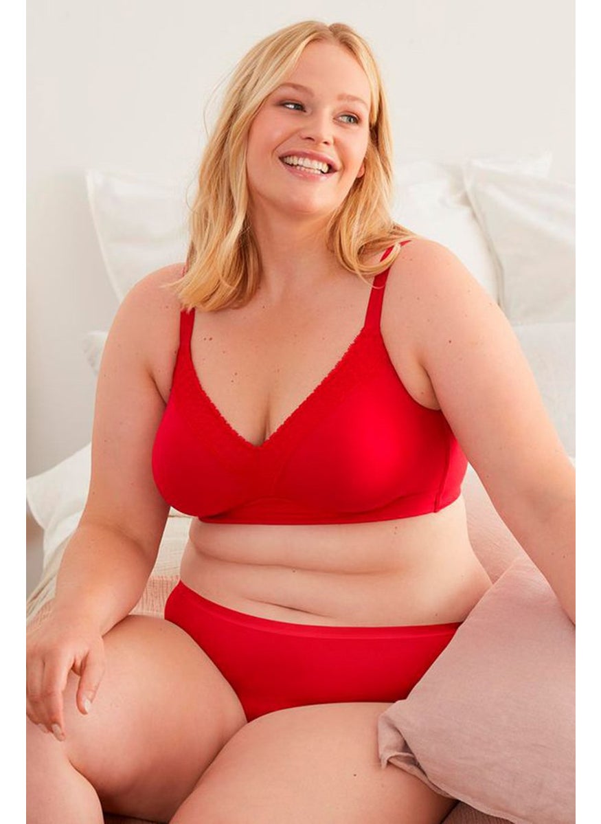 Tchibo Women Unlined Non Padded Soft Bra, Red  - Image 1