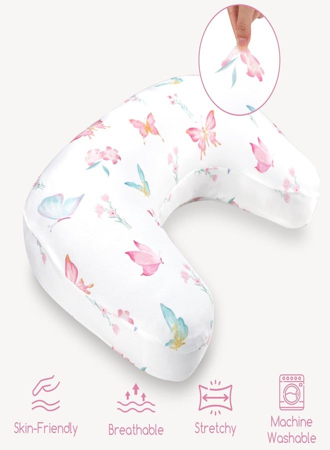 WINGHENLEE New Nursing Pillow Cover, Breastfeeding Pillow Cover for Baby Girls Boys, Soft Stretchy Nursing Pillowcase for Infant Newborn, Removable Slipcover for Nursing Pillows, Pink Butterfly(Only Cover) - Image 3