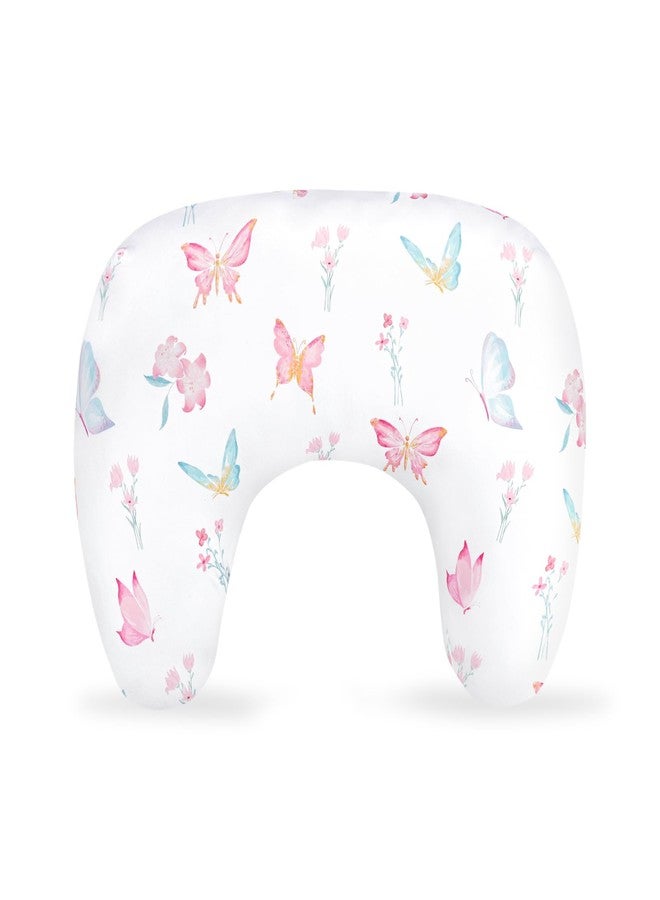 WINGHENLEE New Nursing Pillow Cover, Breastfeeding Pillow Cover for Baby Girls Boys, Soft Stretchy Nursing Pillowcase for Infant Newborn, Removable Slipcover for Nursing Pillows, Pink Butterfly(Only Cover) - Image 1