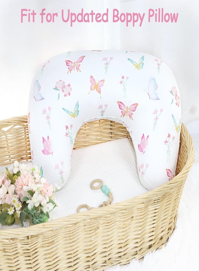 WINGHENLEE New Nursing Pillow Cover, Breastfeeding Pillow Cover for Baby Girls Boys, Soft Stretchy Nursing Pillowcase for Infant Newborn, Removable Slipcover for Nursing Pillows, Pink Butterfly(Only Cover) - Image 2
