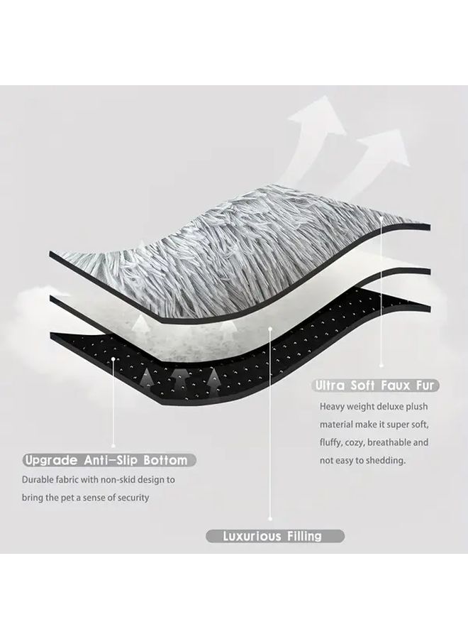 Gray Plush Fleece Lined Square Pet Bed For Cats And Small Dogs Size M - Image 1