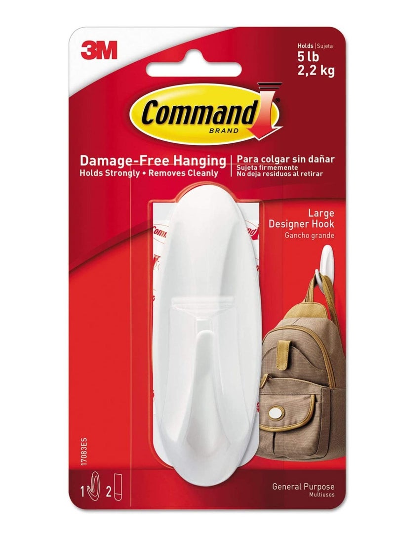 ثري ام خطاف كبير مصمم 3M [خطاف واحد، شريطين كبيرين]