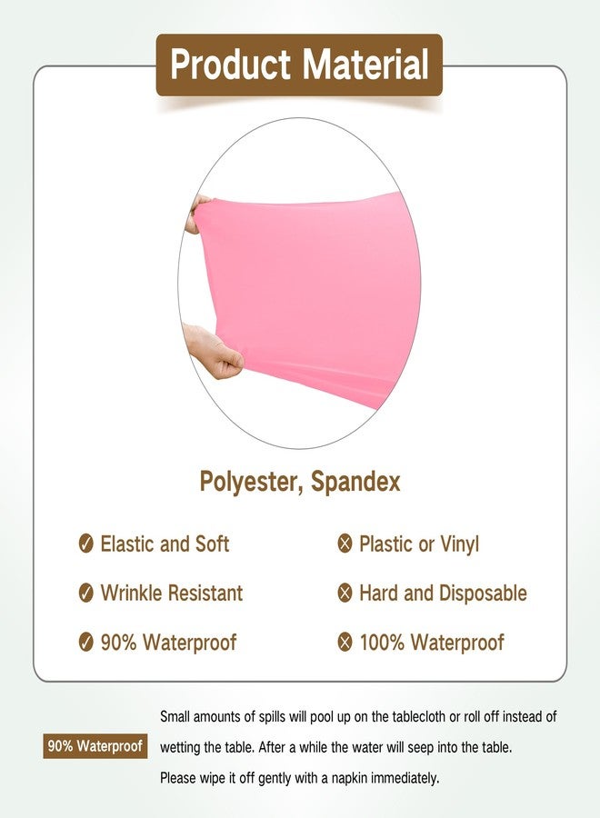 Nacuci Square Fitted Table Cover Elastic Tablecloth Stretch Spandex Table Topper Cap Cover for Dining Kitchen Home Party Pink 34X34 Inch - Image 5