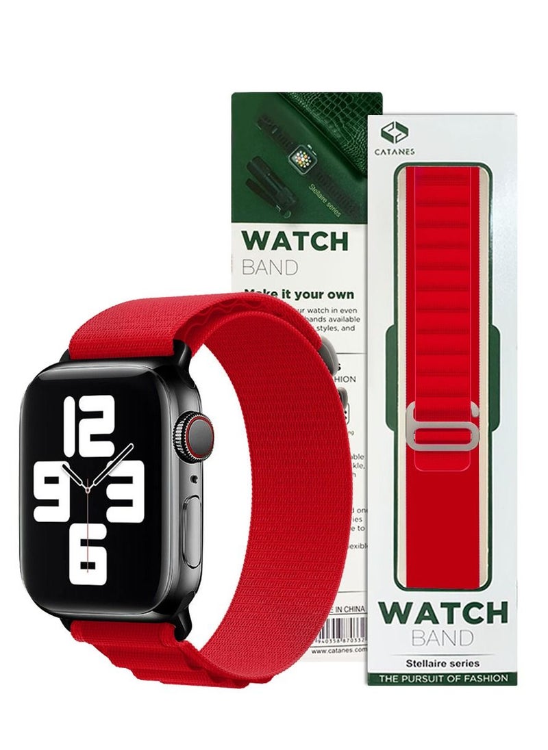 CATANES - Apple Watch Band Alpine Loop Band 38mm 40mm 41mm Women Men Adjustable with Metal G-Hook Strap for iWatch Series 7/SE/6/5/4/3/2/1 Red - Image 1