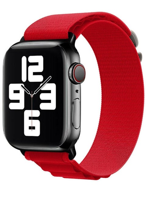 Apple Watch Band Alpine Loop Band 38mm 40mm 41mm Women Men Adjustable with Metal G-Hook Strap for iWatch Series 7/SE/6/5/4/3/2/1 Red