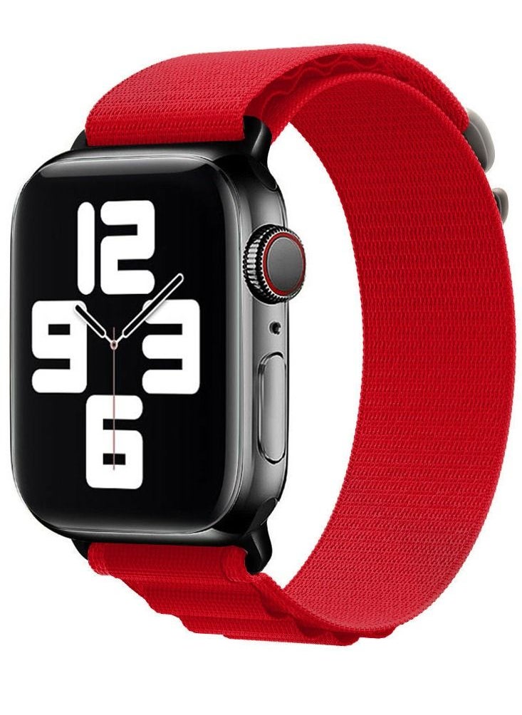 CATANES - Apple Watch Band Alpine Loop Band 38mm 40mm 41mm Women Men Adjustable with Metal G-Hook Strap for iWatch Series 7/SE/6/5/4/3/2/1 Red - Image 1
