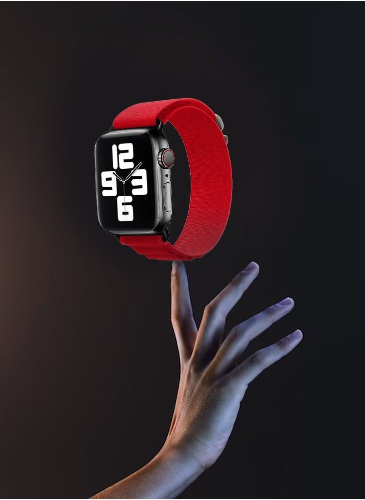 CATANES - Apple Watch Band Alpine Loop Band 38mm 40mm 41mm Women Men Adjustable with Metal G-Hook Strap for iWatch Series 7/SE/6/5/4/3/2/1 Red - Image 1