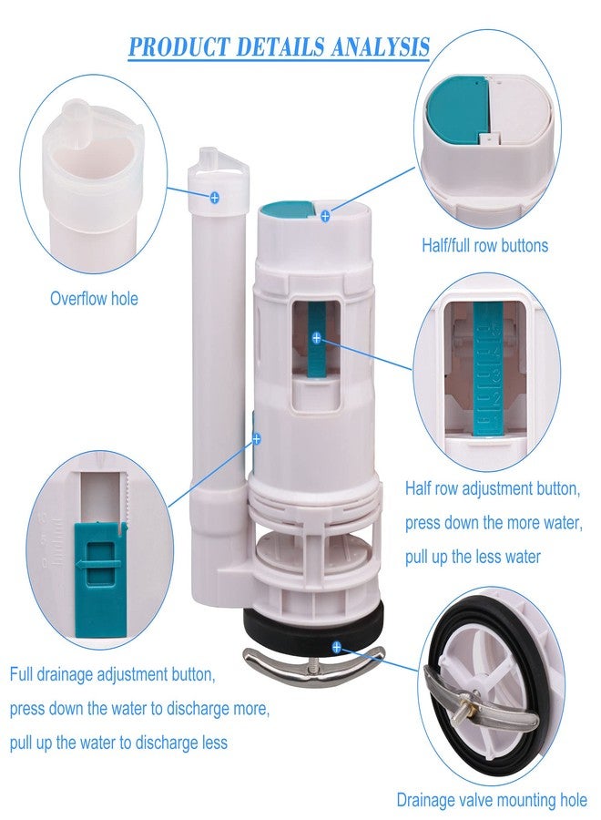 RDEXP White 7.08inch Height Water Tank Connected Dual Flush Fill Toilet Cistern Inlet Drain Valve Repair - Image 5