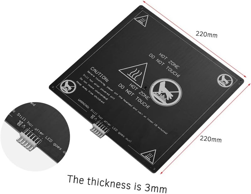مريح في القبضة سرير تسخين ألومنيوم aqxreight، 12V 120W، مقاس 220x220x3 مم مع كابل سلكي، لأجزاء طابعة ثلاثية الأبعاد Anet A8 A6 تجهيز المخزون في المستودعات المركزية ترتيب على الأرفف مواد مطورة عامة - Image 4