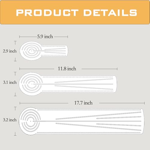 DAFENCHI 3-in-1 Mandala Ruler Tool with Holes, Mandala Dot Art Circle Maker, Compass Protractor Straight Dotting Ruler for Dot Art Geometric Mandala Pattern Design, 3 Sizes - Image 3