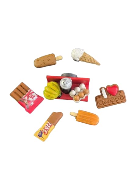 DT DECTONE Set of 7 Unique Fridge Magnet Egg Banana Chocolates Ice Cream Miniature Food 3D Fridge Magnet Best Souvenir Gift 100 Made in India - Image 1