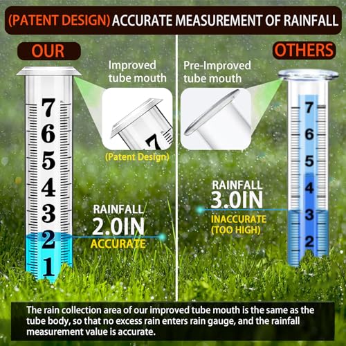 Asenron Rain Gauge Outdoor, Freeze Proof Rain Gauges Outdoors Best Rated, Upgraded Accurate Rain Measure Gauge for Yard, Thickened Plastic Rain Meter with Stake, Large Font Water Gauge, Adjustable Height - Image 5