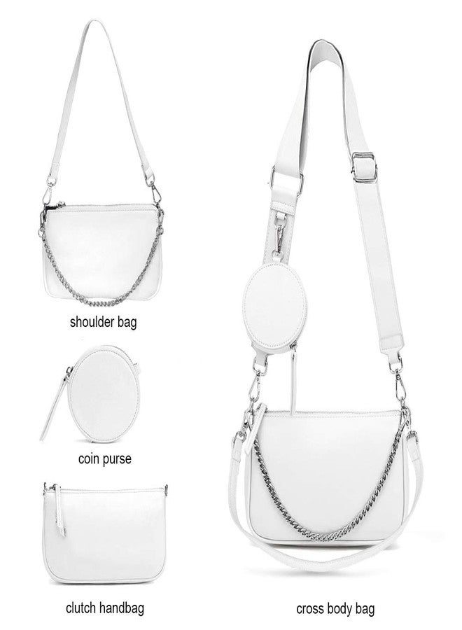 AMHDV Women Multipurpose Crossbody Bags Small Shoulder Bag Fashion 3 in 1 Zip Handbags with Coin Purse (02-white) - Image 3