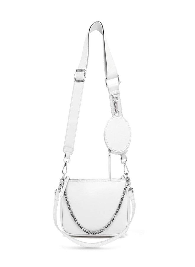 AMHDV Women Multipurpose Crossbody Bags Small Shoulder Bag Fashion 3 in 1 Zip Handbags with Coin Purse (02-white) - Image 1