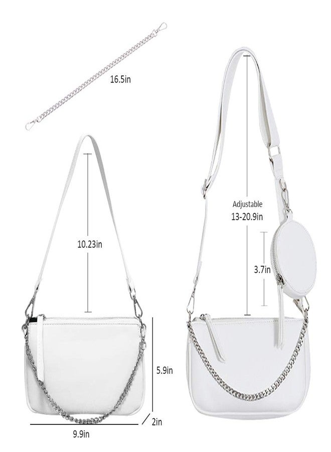 AMHDV Women Multipurpose Crossbody Bags Small Shoulder Bag Fashion 3 in 1 Zip Handbags with Coin Purse (02-white) - Image 5