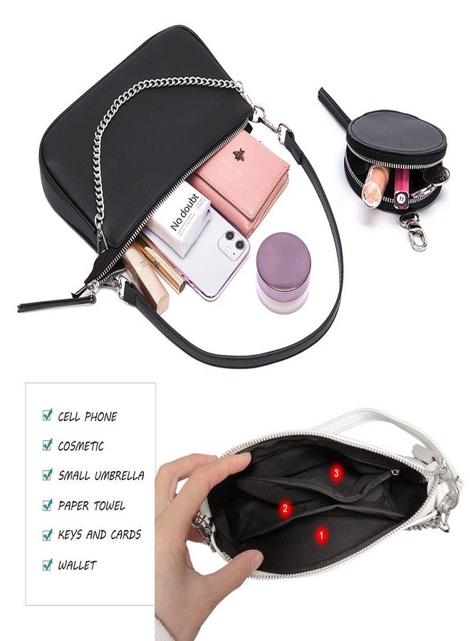 AMHDV Women Multipurpose Crossbody Bags Small Shoulder Bag Fashion 3 in 1 Zip Handbags with Coin Purse (02-white) - Image 4