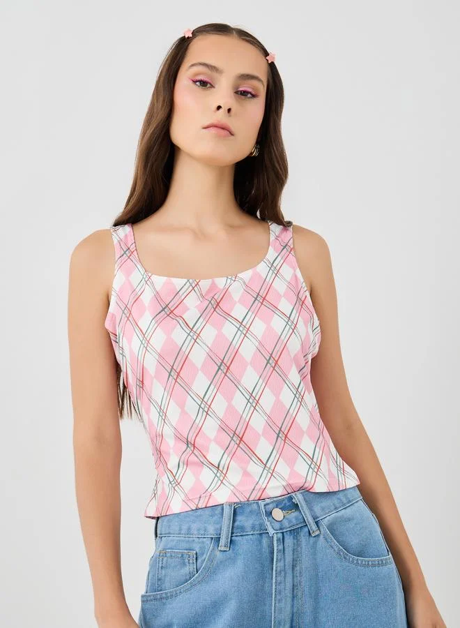 تايك تو Take Two All Over Print Square Neck Top