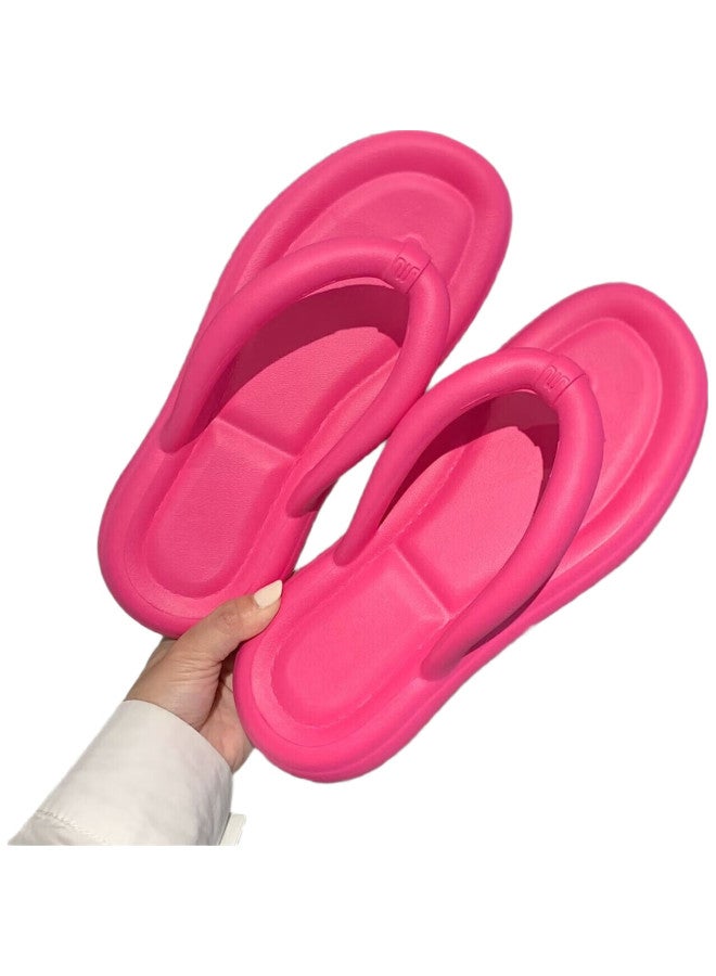 IQGD Women'S Flip-Flops, Casual Home Wear, Soft And Comfortable, Beach Non-Slip Slippers, E3001 Rose Red, Size 40-41 - Image 1