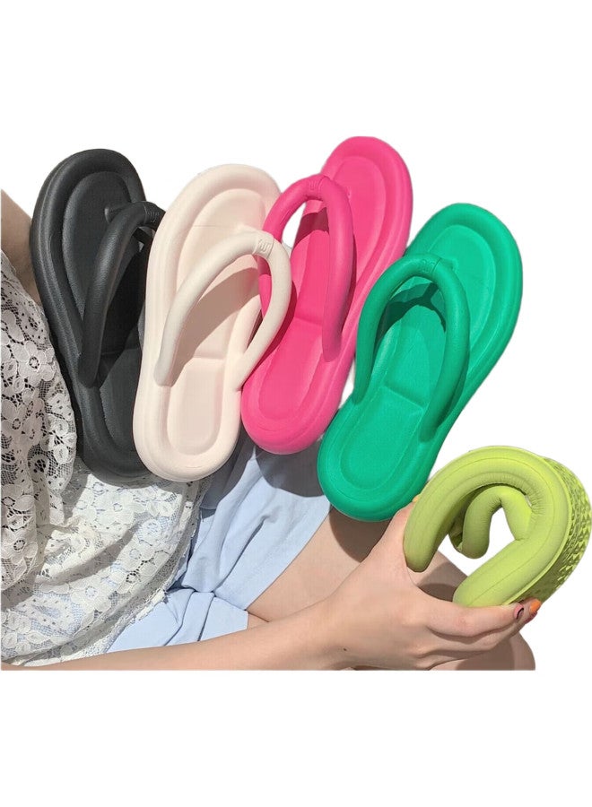 IQGD Women'S Flip-Flops, Casual Home Wear, Soft And Comfortable, Beach Non-Slip Slippers, E3001 Rose Red, Size 40-41 - Image 2