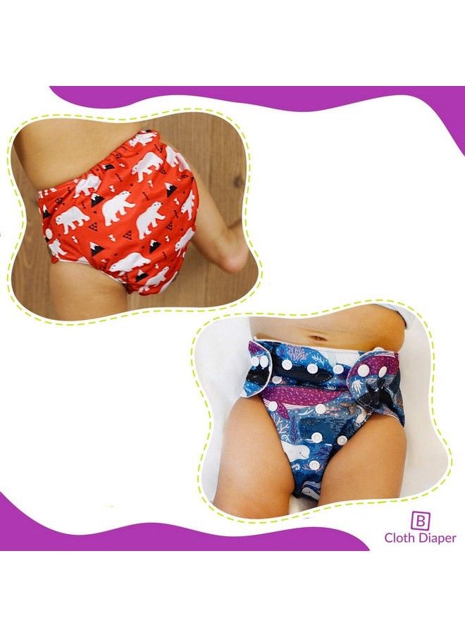 BEMBIKA - Cloth Diapers For Babies Washable Reusable Adjustable Sizes (2 Combo) (2 Dry Feel Inserts Included) (Whale + Bear) - Image 1