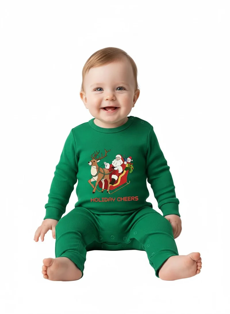 babyqlo Holiday Cheers Santa Sleigh Unisex Christmas Romper