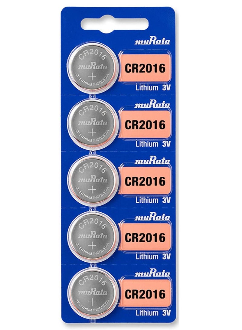 CR2016 Lithium 3V Coin Cell 5 Batteries Made in Japan