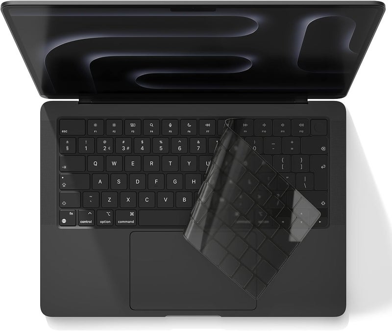 MasiBloom غطاء لوحة المفاتيح لجهاز MacBook مقاس 14 و16 بوصة 2024 مع شريحة M4 Pro/Max موديل A3112 A3185 A3401 A3186 A3403 تخطيط المملكة المتحدة/الاتحاد الأوروبي ملحقات حماية من TPU (TPU رمادي شفاف) - Image 1