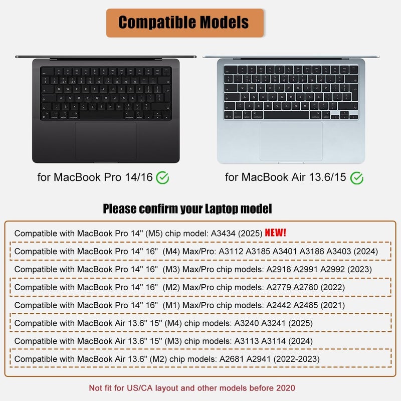 MasiBloom غطاء لوحة المفاتيح لجهاز MacBook مقاس 14 و16 بوصة 2024 مع شريحة M4 Pro/Max موديل A3112 A3185 A3401 A3186 A3403 تخطيط المملكة المتحدة/الاتحاد الأوروبي ملحقات حماية من TPU (TPU رمادي شفاف) - Image 2