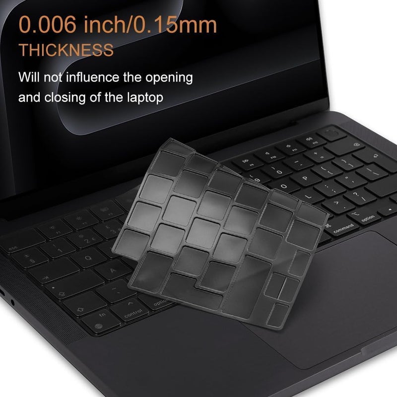 MasiBloom غطاء لوحة المفاتيح لجهاز MacBook مقاس 14 و16 بوصة 2024 مع شريحة M4 Pro/Max موديل A3112 A3185 A3401 A3186 A3403 تخطيط المملكة المتحدة/الاتحاد الأوروبي ملحقات حماية من TPU (TPU رمادي شفاف) - Image 4