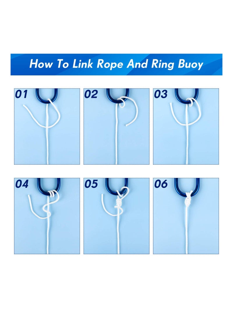 Hollow Braided Polypropylene Line Rope, Heaving Line with Spring Hook for Ring Buoy Pool Life Preserver Ring Rope Boat Anchor Rope, Not Easy to Get Rust and Abrasion(White,15 M/ 16.4 Yards)(1 Pack) - Image 3