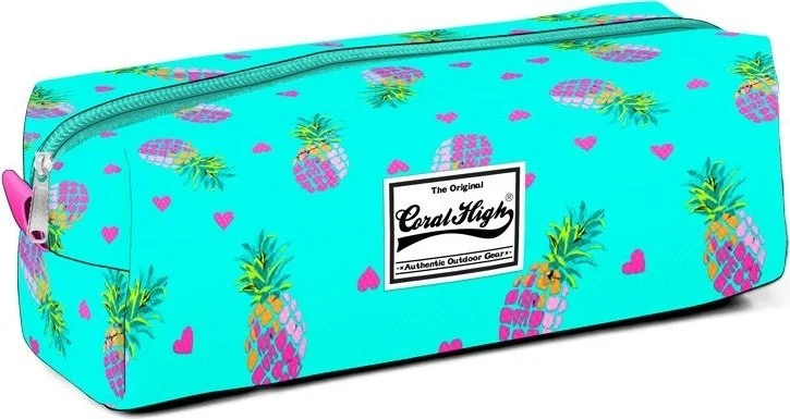 CORAL HIGH Single Eyed Pineapple Patterned Pencil Bag Girl Green
