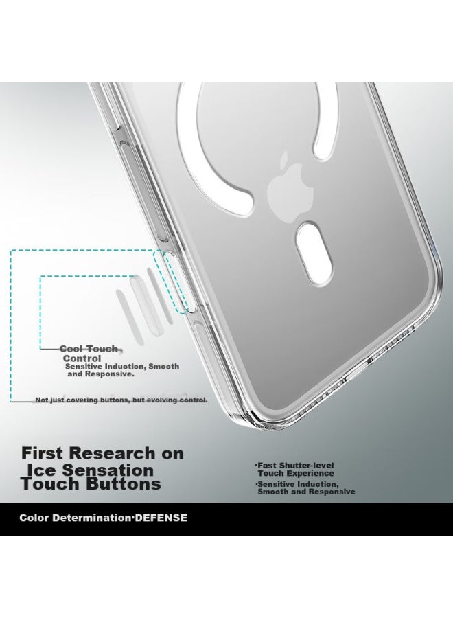 Defense Transparent High-definition Fashionable Iphone 17 Pro Case, Magnetic Fast Charging Slim Bare Phone Protective Case For Apple 17 Pro, Ice Transparent White - Image 3