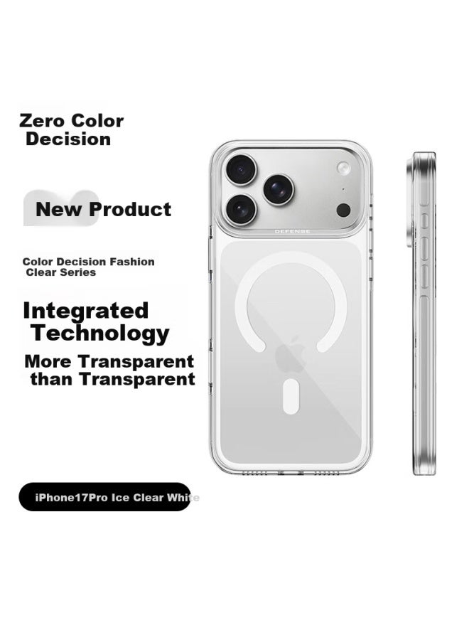 Defense Transparent High-definition Fashionable Iphone 17 Pro Case, Magnetic Fast Charging Slim Bare Phone Protective Case For Apple 17 Pro, Ice Transparent White - Image 1