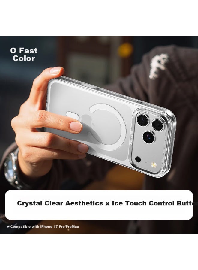 Defense Transparent High-definition Fashionable Iphone 17 Pro Case, Magnetic Fast Charging Slim Bare Phone Protective Case For Apple 17 Pro, Ice Transparent White - Image 2