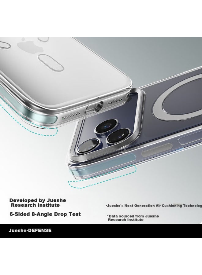 Defense Transparent High-definition Fashionable Iphone 17 Pro Case, Magnetic Fast Charging Slim Bare Phone Protective Case For Apple 17 Pro, Ice Transparent White - Image 4