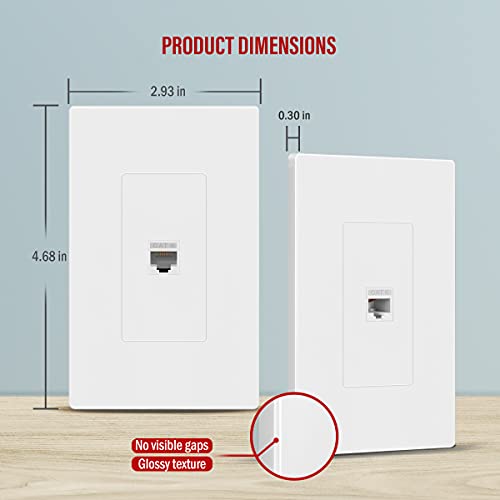 ENERLITES Port Screwless Wall Plate with CAT6 RJ45 Keystone Jack Module, for Voice/Data & Audio/Video Multimedia, Standard Size 1-Gang 4.69" x 2.93", SI8871C-W, White - Image 2