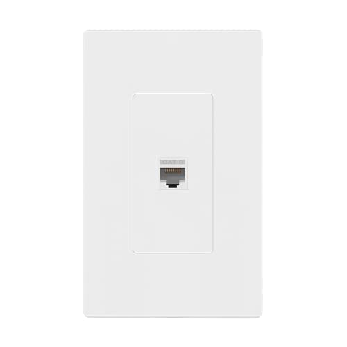 ENERLITES Port Screwless Wall Plate with CAT6 RJ45 Keystone Jack Module, for Voice/Data & Audio/Video Multimedia, Standard Size 1-Gang 4.69" x 2.93", SI8871C-W, White - Image 1