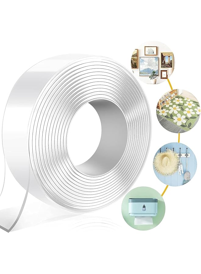 PROMASS promass Self Adhesive Tape, Double Sided Tape Heavy Duty Two Sided Sticky Pads Strong Wall Adhesive Strips No Marks Reusable Clear Nano Tape for Picture Hanging, Carpet Glue  - Image 1