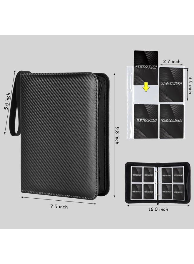 GERMUN 4 Pocket Trading Card Binder, Premium 400 Double Sided Pocket PU Card Collection Binder Album Folder for MTG, TCG, Sports Cards, Game Cards (Black) - Image 2