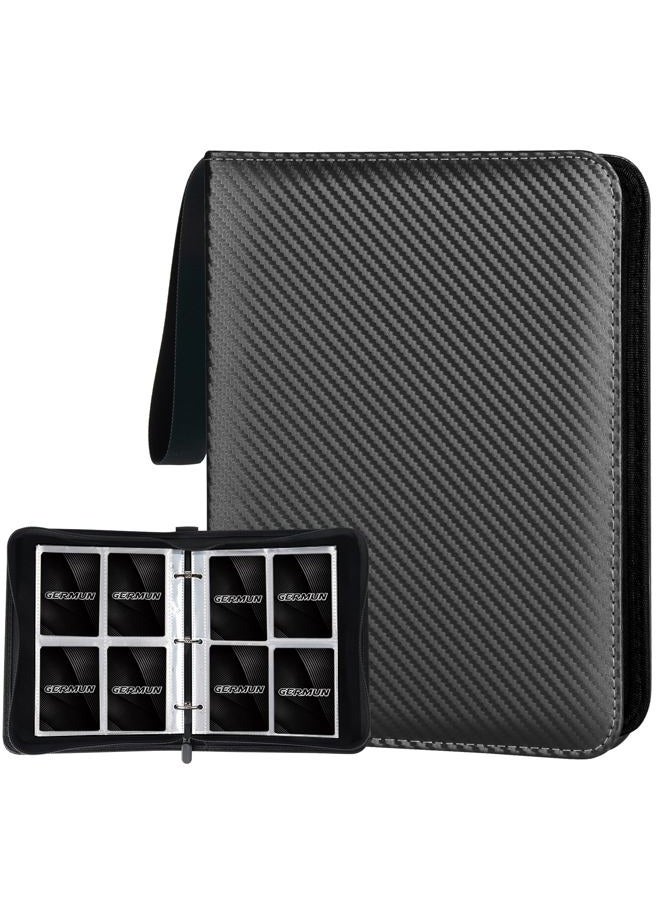 GERMUN 4 Pocket Trading Card Binder, Premium 400 Double Sided Pocket PU Card Collection Binder Album Folder for MTG, TCG, Sports Cards, Game Cards (Black) - Image 1